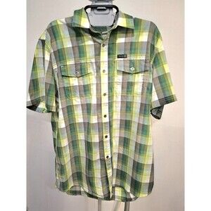 Wrangler Men's Short Sleeve Button Down Green Checkered Shirt Size XL